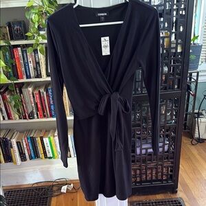 Express Black Long Sleeve Wrap Dress